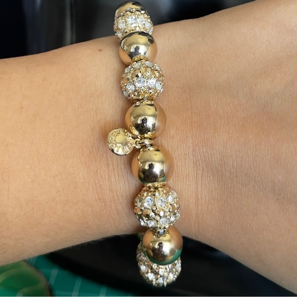 J. Crew gold metallic cz beaded bracelet - Picture 1 of 5